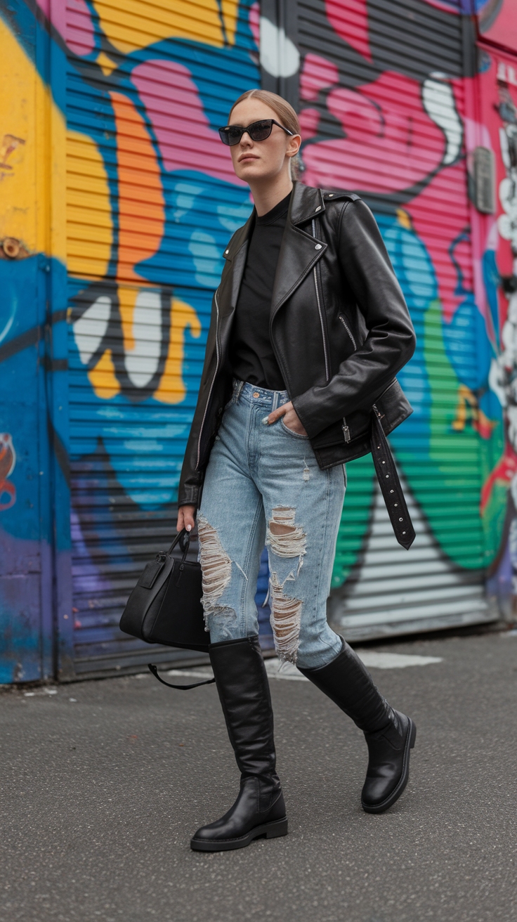Tall Moto Boots Outfit for a Bold Look outfit idea