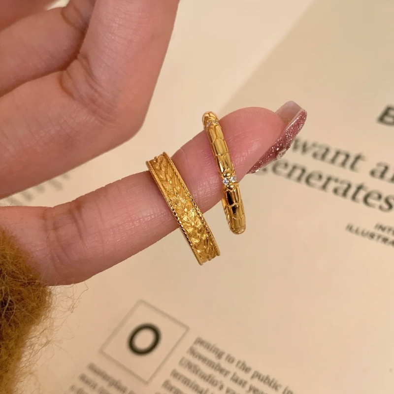 Textured Wheat Spike Design Ring for Women - Trendy Versatile Finger Ring for 2025 Fashion Textured Wheat Spike Design Ring for Women - Trendy Versatile Finger Ring for 2025 Fashion