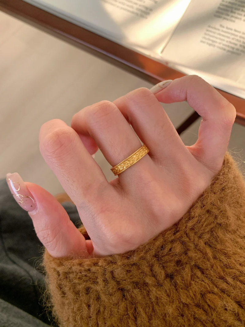 Textured Wheat Spike Design Ring for Women - Trendy Versatile Finger Ring for 2025 Fashion Textured Wheat Spike Design Ring for Women - Trendy Versatile Finger Ring for 2025 Fashion