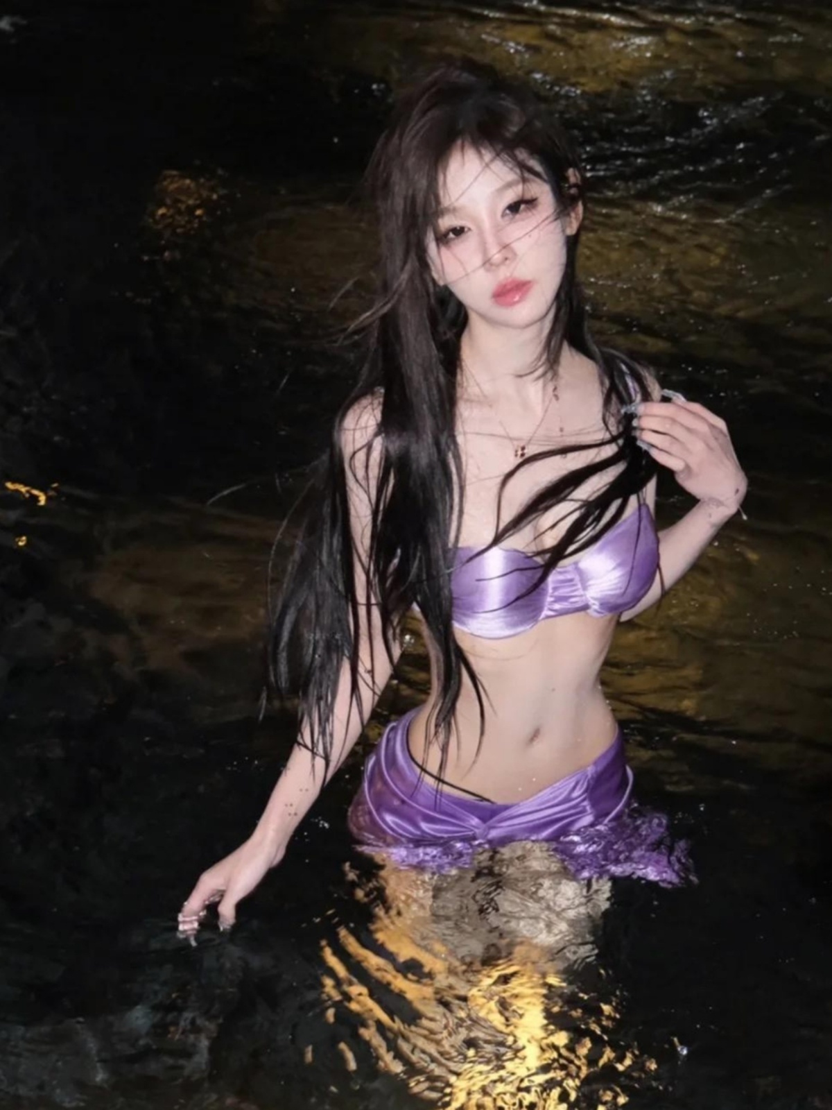 Thai-Style Vacation Bikini Set - Sweetheart Neckline, Sexy Fabric, Gathered Design, Small Chest, Three-Piece Swimsuit for Summer Fun