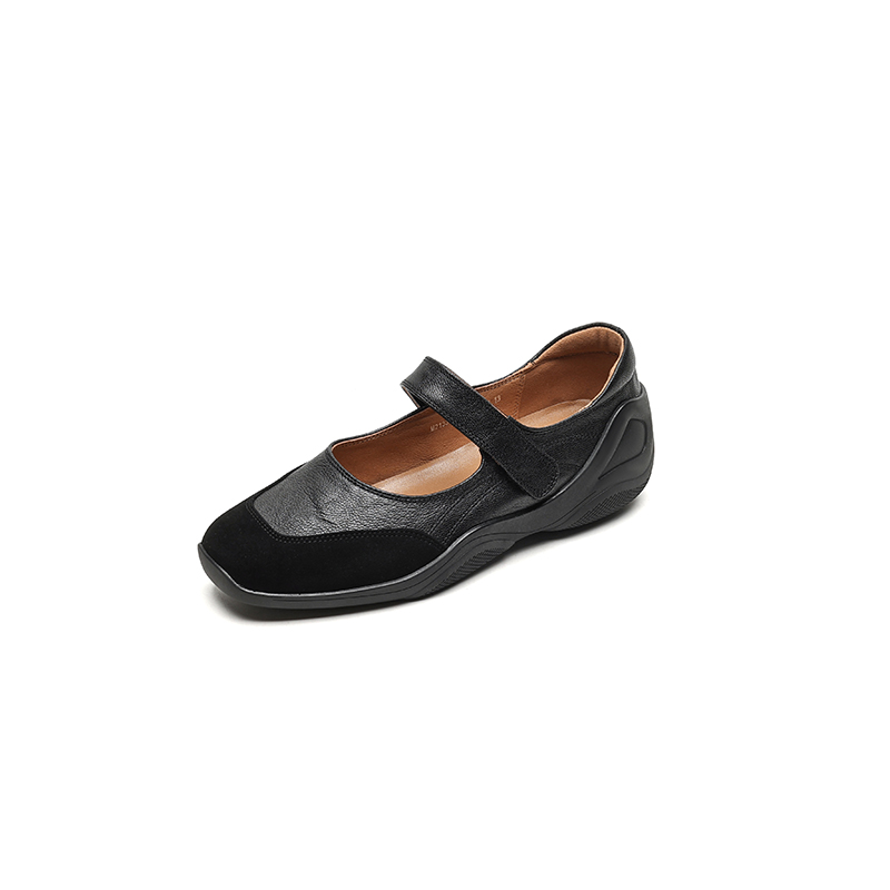 Thick-Soled Casual Velcro Mary Jane Shoes for Women - Genuine Leather Spring Autumn 2025 Flat High Heels Thick-Soled Casual Velcro Mary Jane Shoes for Women - Genuine Leather Spring Autumn 2025 Flat High Heels
