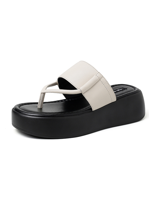 Thick-Soled White Flip-Flops for Women - Vacation Beach Sandals, Height-Enhancing Platform Thong Sandals, Summer Slip-On Comfort Thick-Soled White Flip-Flops for Women - Vacation Beach Sandals, Height-Enhancing Platform Thong Sandals, Summer Slip-On Comfort