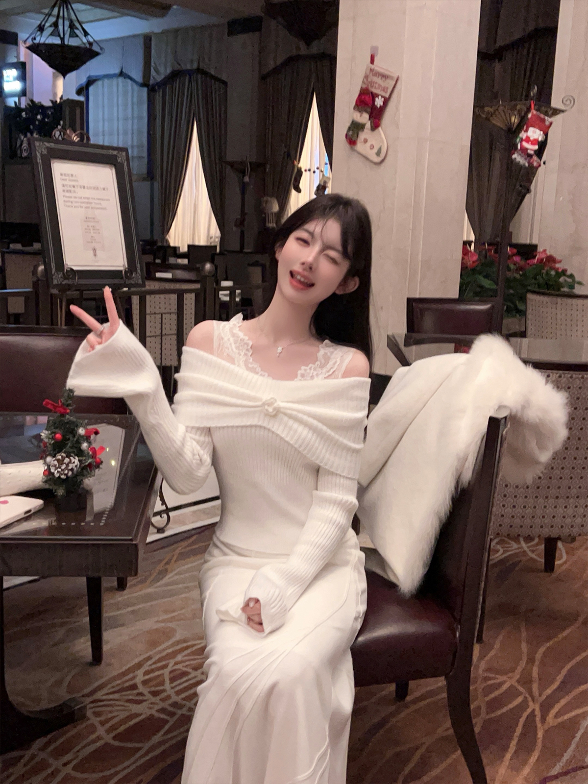 Thick White Mermaid Knit Long Skirt - Winter Bodycon, Slim High Waist Design, Trendy Y2K Style Thick White Mermaid Knit Long Skirt - Winter Bodycon, Slim High Waist Design, Trendy Y2K Style