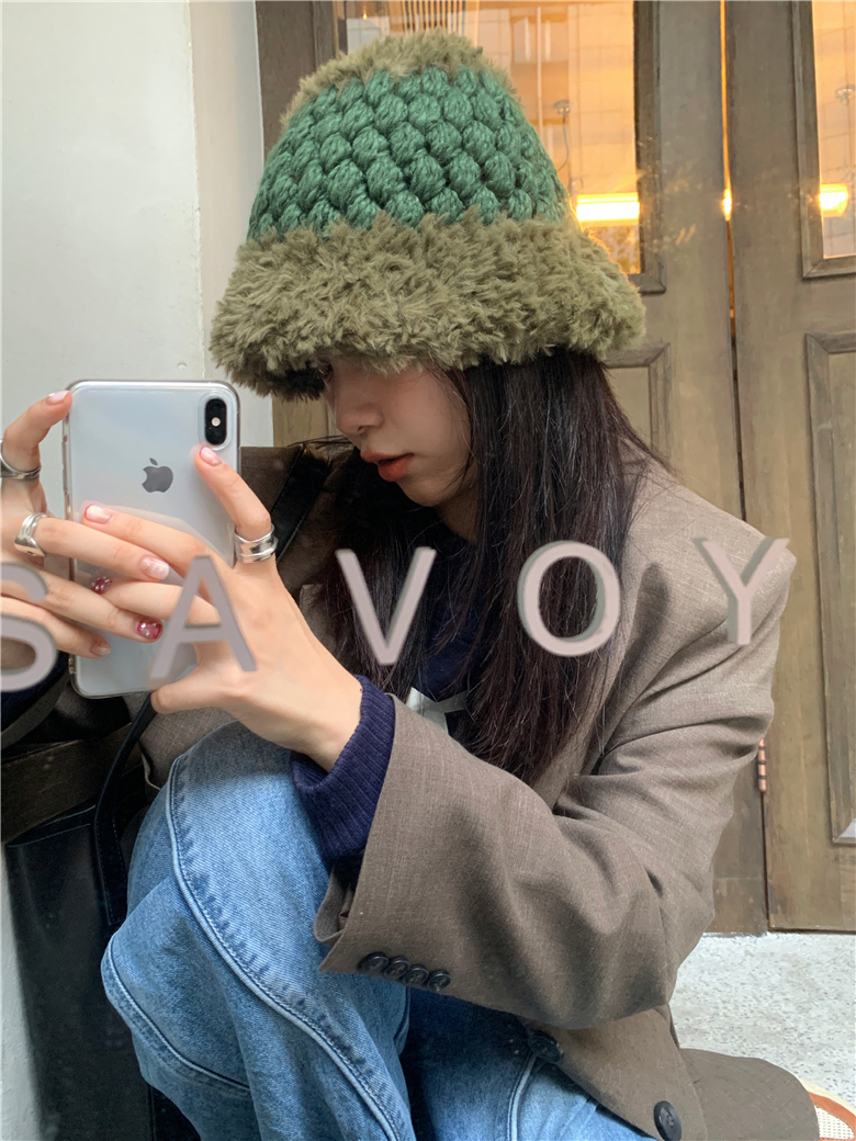 Thickened Korean Style Mixed-Color Plush Knitted Fisherman Hat - Retro Warm Wool Beret for Autumn Winter Ear Protection Thickened Korean Style Mixed-Color Plush Knitted Fisherman Hat - Retro Warm Wool Beret for Autumn Winter Ear Protection