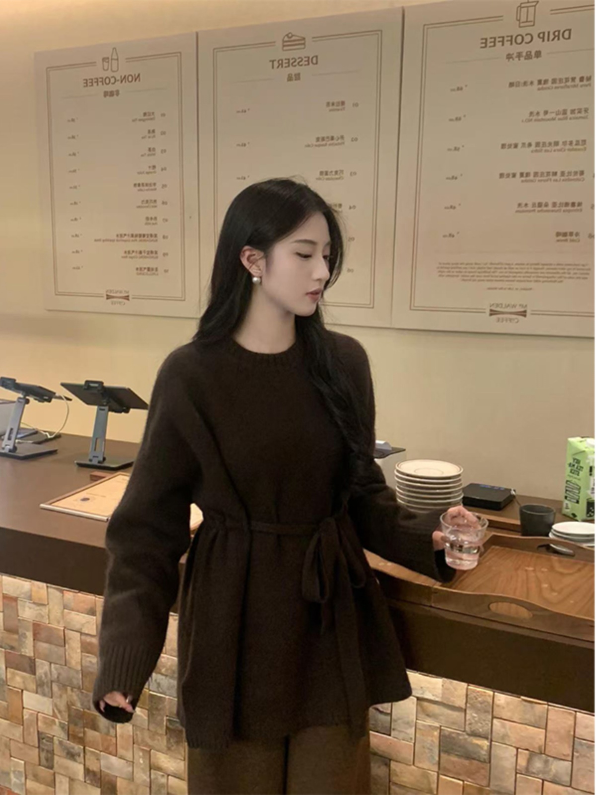 Thigh-Length Waist-Tied Sweater Dress for Women - Lazy Chic Style, High-End Design, Perfect for 90s and Y2K Fashion Lovers Thigh-Length Waist-Tied Sweater Dress for Women - Lazy Chic Style, High-End Design, Perfect for 90s and Y2K Fashion Lovers