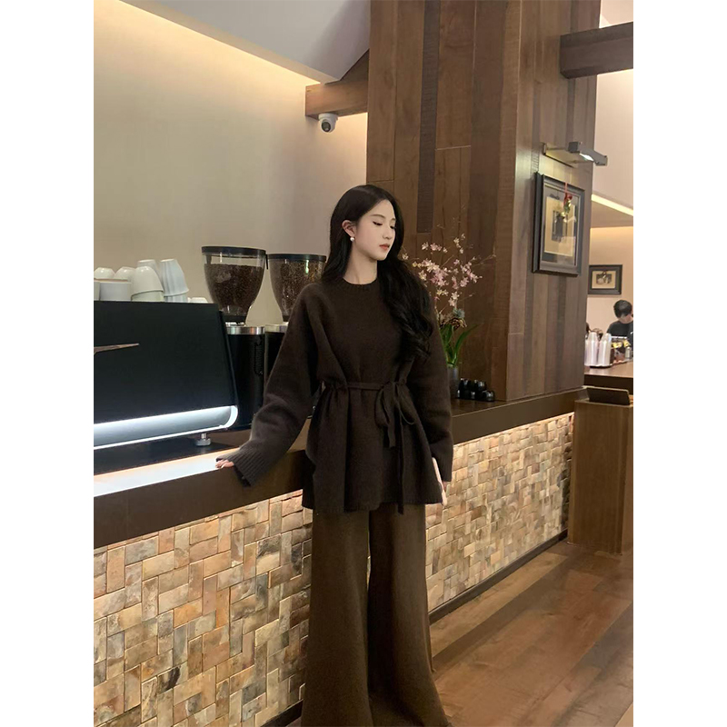 Thigh-Length Waist-Tied Sweater Dress for Women - Lazy Chic Style, High-End Design, Perfect for 90s and Y2K Fashion Lovers