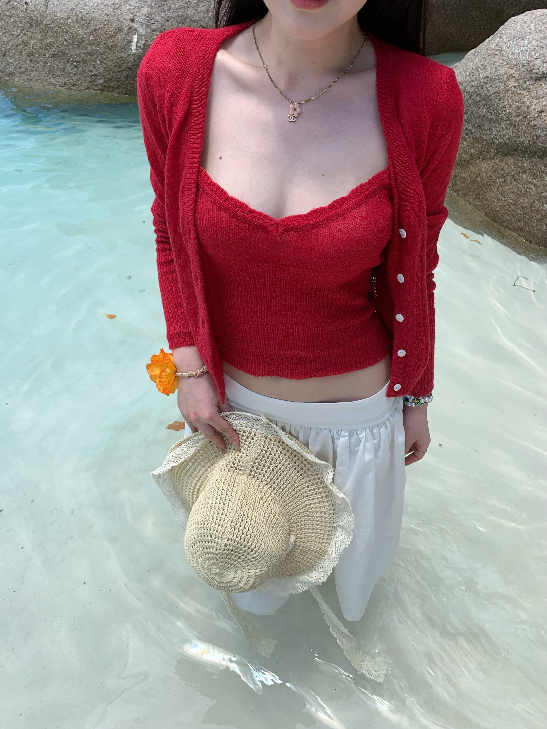 Three-Color Transparent Exquisite Camisole & Cardigan Set - Summer Love Letter High Wearability Fashion for Y2K Style Three-Color Transparent Exquisite Camisole & Cardigan Set - Summer Love Letter High Wearability Fashion for Y2K Style