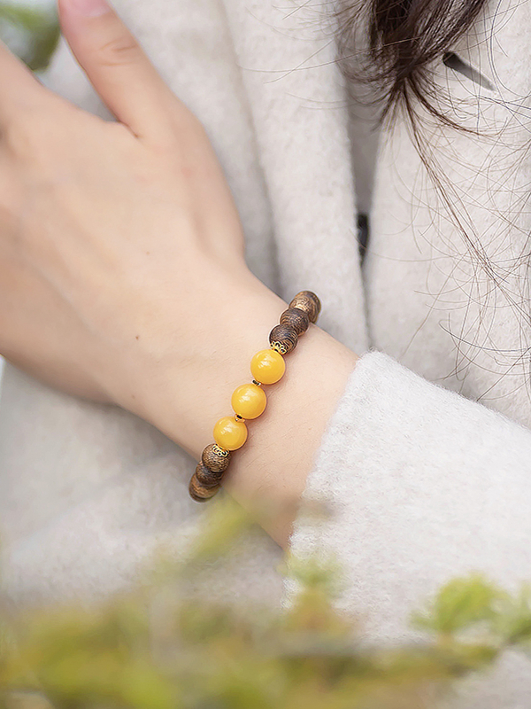 Three Yang Opening to Greatness Agarwood Bracelet for Calming Sleep and Emotional Balance - Genuine Qi Nan Amber Design Three Yang Opening to Greatness Agarwood Bracelet for Calming Sleep and Emotional Balance - Genuine Qi Nan Amber Design