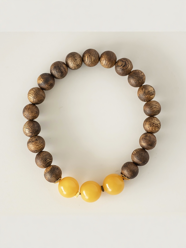 Three Yang Opening to Greatness Agarwood Bracelet for Calming Sleep and Emotional Balance - Genuine Qi Nan Amber Design Three Yang Opening to Greatness Agarwood Bracelet for Calming Sleep and Emotional Balance - Genuine Qi Nan Amber Design