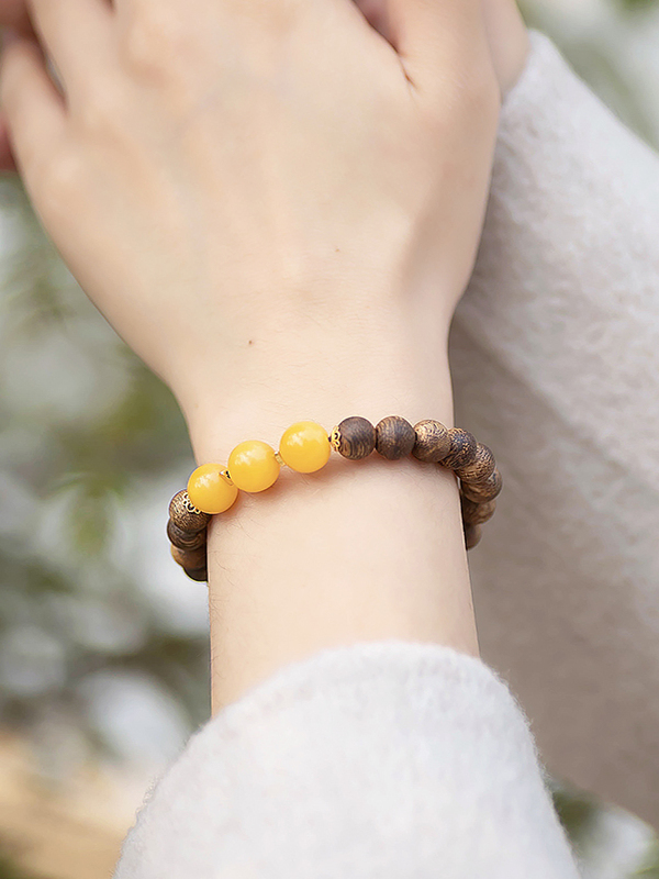 Three Yang Opening to Greatness Agarwood Bracelet for Calming Sleep and Emotional Balance - Genuine Qi Nan Amber Design Three Yang Opening to Greatness Agarwood Bracelet for Calming Sleep and Emotional Balance - Genuine Qi Nan Amber Design