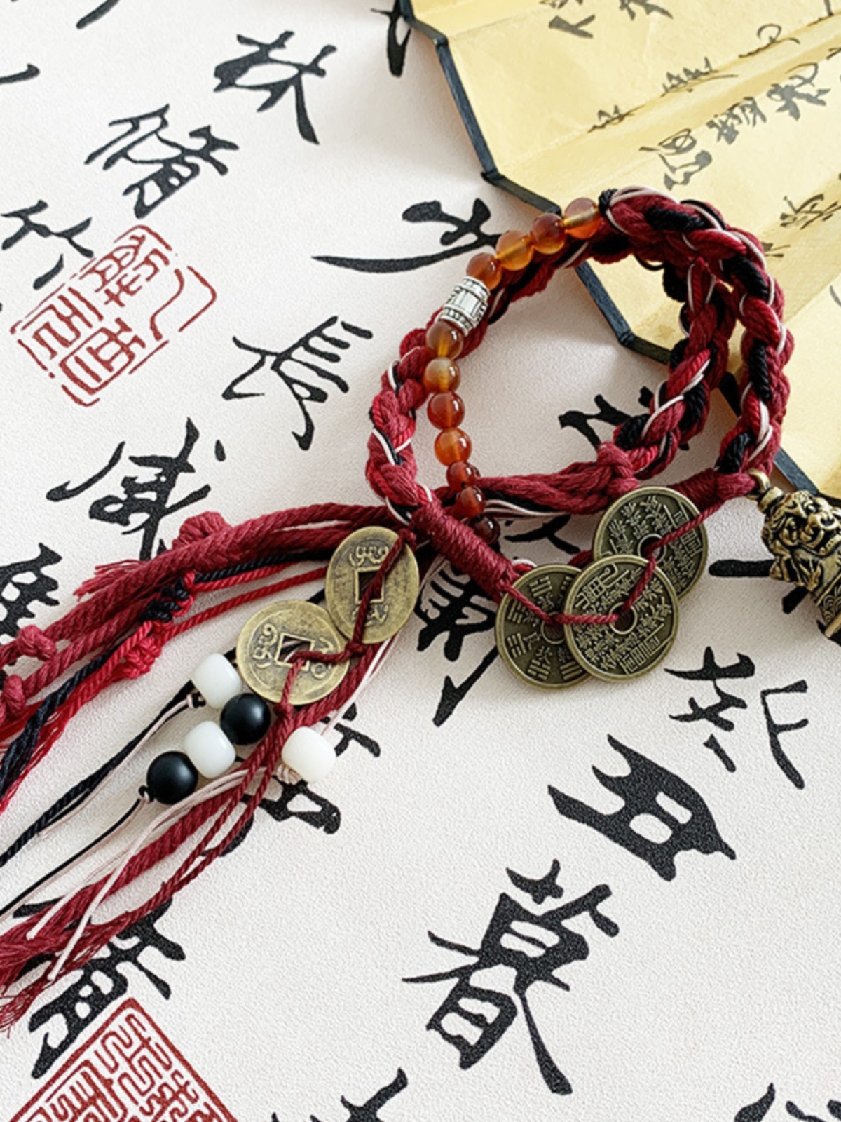 Tibetan Style Soul Collision Bracelet with Chinese Weaving - Trendy Little Red Book Design for Unique Personal Style Tibetan Style Soul Collision Bracelet with Chinese Weaving - Trendy Little Red Book Design for Unique Personal Style