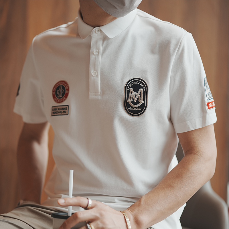 Trendy American Casual Embroidered Polo Shirt for Men - Slim Fit Short Sleeve Summer Top