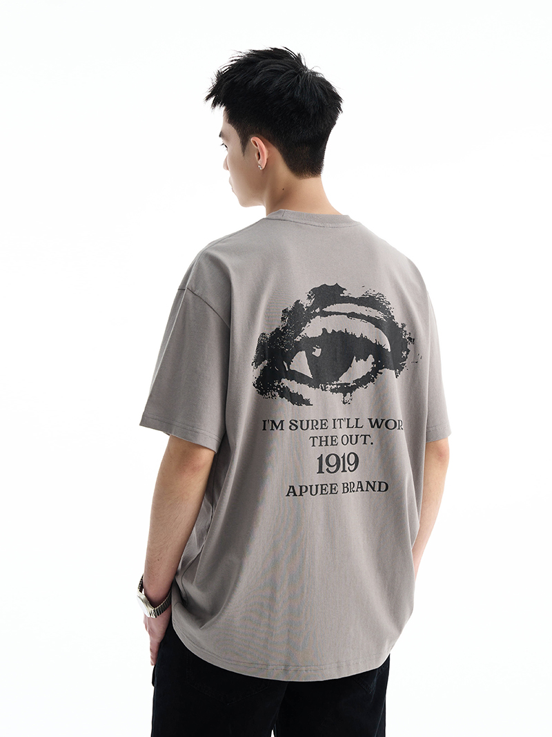 Trendy American Streetwear Eye Pattern Slogan T-Shirt for Couples - Short Sleeve Loose Fit Top