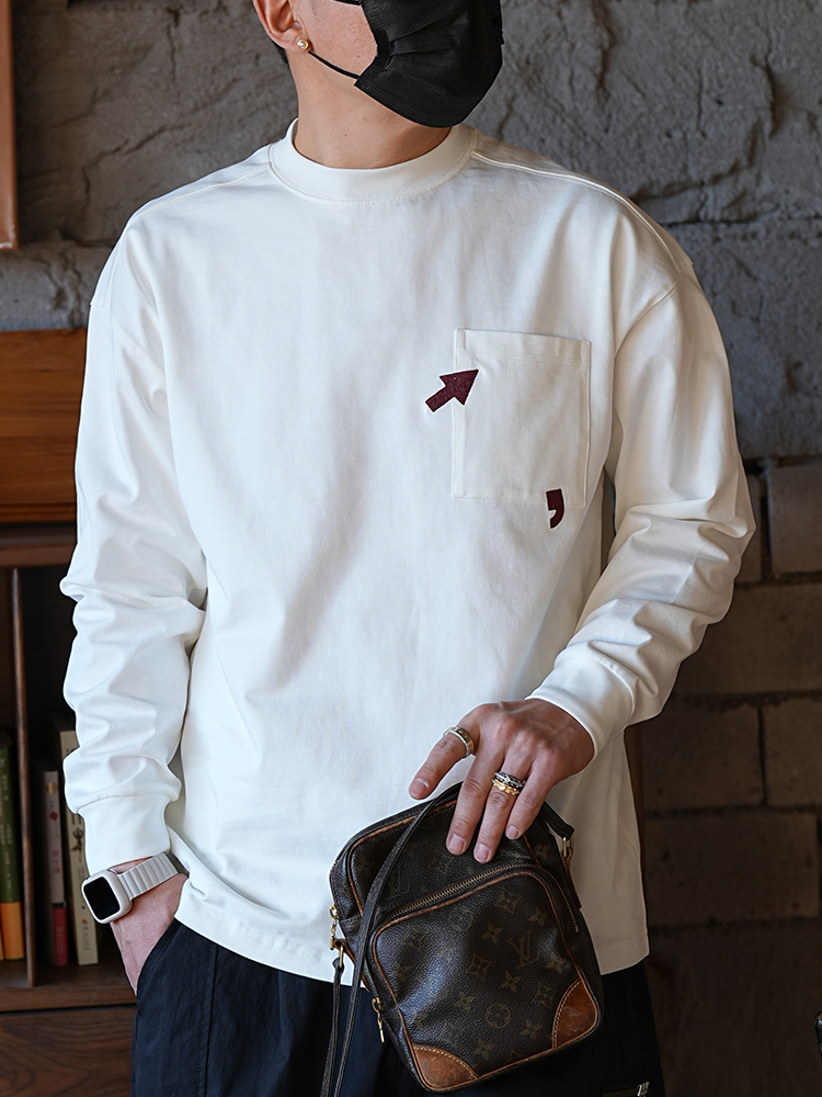 Trendy American-Style Creative Embroidered Round Neck Long Sleeve T-Shirt for Young Men, Casual Versatile Cotton Pullover Trendy American-Style Creative Embroidered Round Neck Long Sleeve T-Shirt for Young Men, Casual Versatile Cotton Pullover