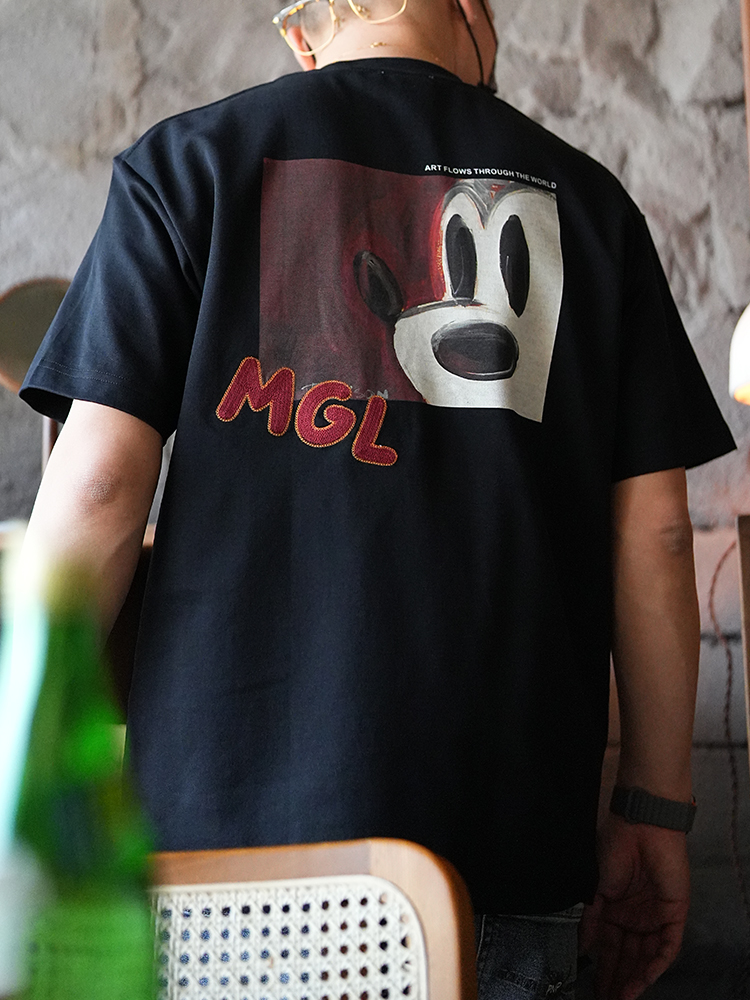 Trendy American Style Loose Cartoon Embroidered Round Neck Short Sleeve T-Shirt for Men - Casual Cool Half-Sleeve Tee Trendy American Style Loose Cartoon Embroidered Round Neck Short Sleeve T-Shirt for Men - Casual Cool Half-Sleeve Tee