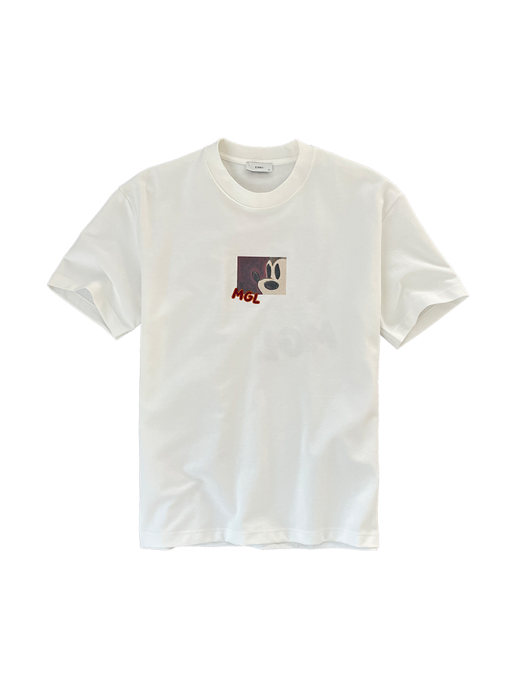 Trendy American Style Loose Cartoon Embroidered Round Neck Short Sleeve T-Shirt for Men - Casual Cool Half-Sleeve Tee Trendy American Style Loose Cartoon Embroidered Round Neck Short Sleeve T-Shirt for Men - Casual Cool Half-Sleeve Tee