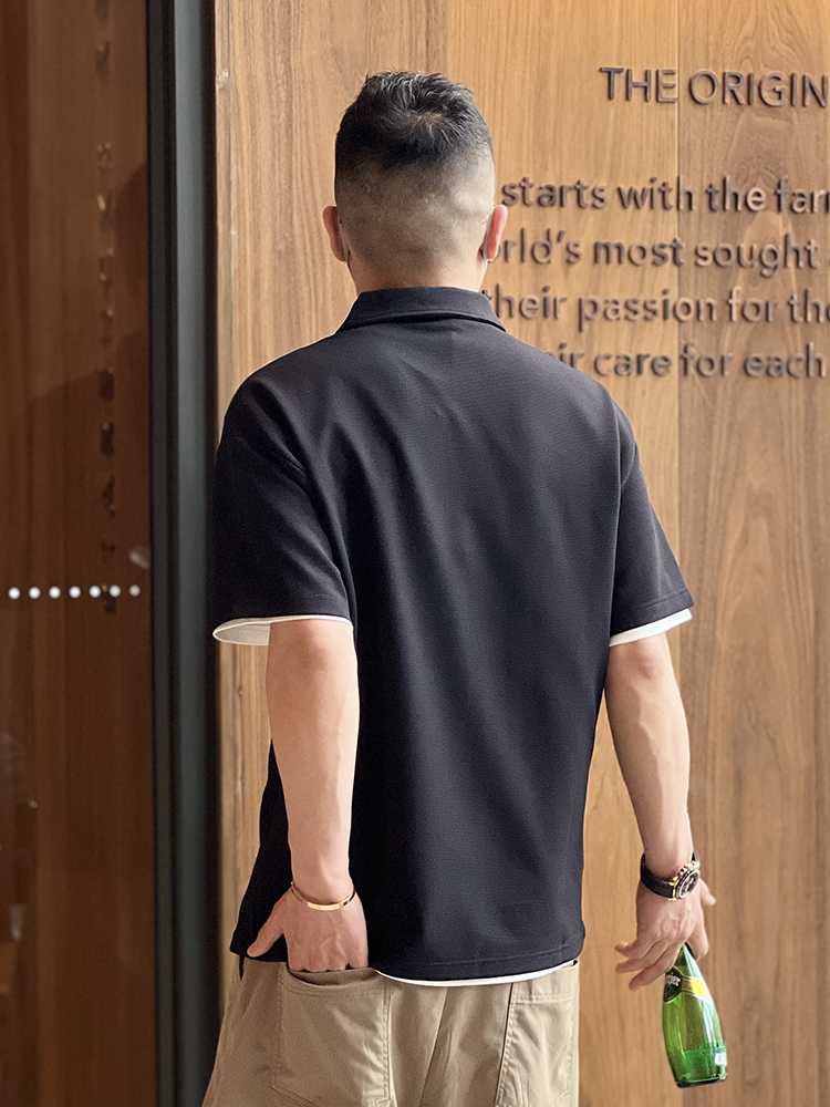 Trendy American-Style Patch Lapel Polo Shirt for Men - Loose Fit Short Sleeve T-Shirt for Summer Youth Fashion Trendy American-Style Patch Lapel Polo Shirt for Men - Loose Fit Short Sleeve T-Shirt for Summer Youth Fashion