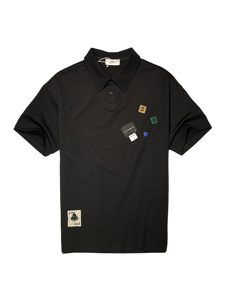 Trendy American-Style Patch Lapel Polo Shirt for Men - Loose Fit Short Sleeve T-Shirt for Summer Youth Fashion Trendy American-Style Patch Lapel Polo Shirt for Men - Loose Fit Short Sleeve T-Shirt for Summer Youth Fashion