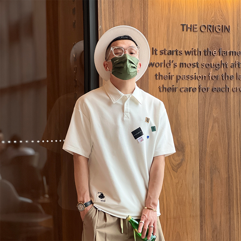 Trendy American-Style Patch Lapel Polo Shirt for Men - Loose Fit Short Sleeve T-Shirt for Summer Youth Fashion