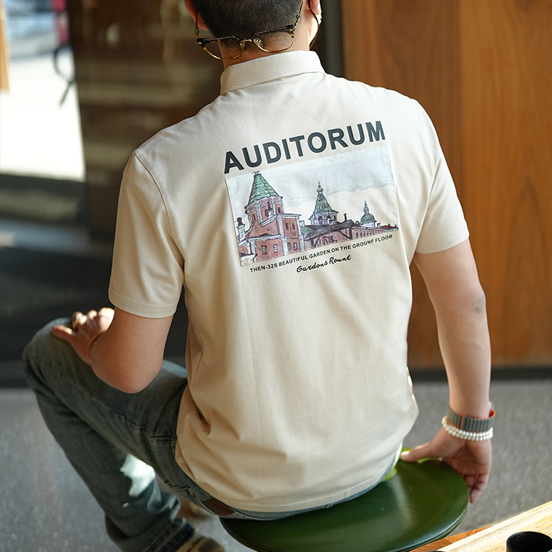 Trendy American-Style Patch Printed Casual Short-Sleeve T-Shirt for Men - Versatile Summer Fashion Polo Top