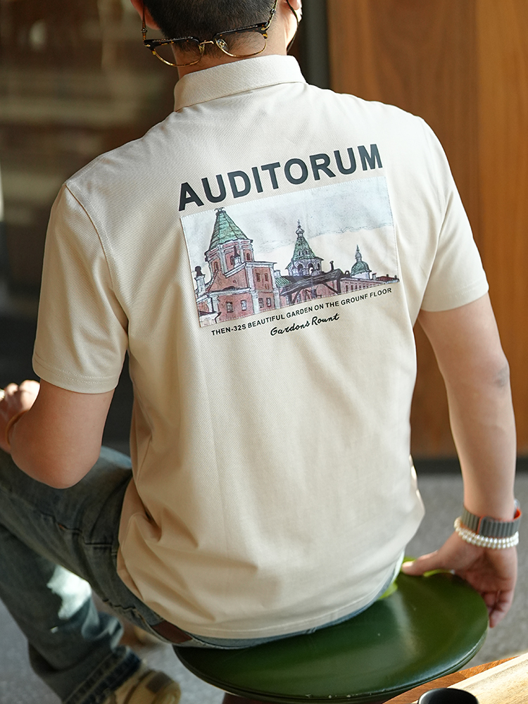 Trendy American-Style Patch Printed Casual Short-Sleeve T-Shirt for Men - Versatile Summer Fashion Polo Top