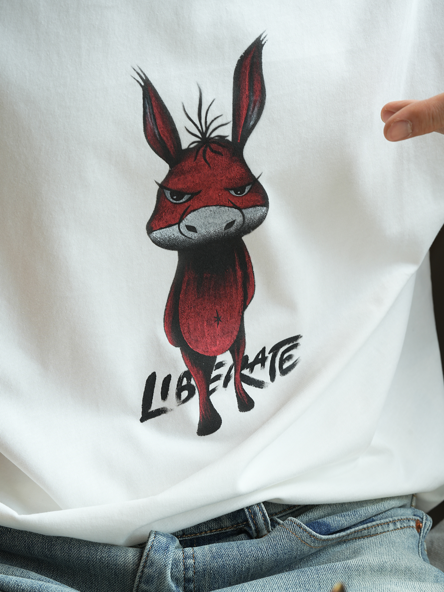 Trendy Angry Little Donkey Printed Short-Sleeve T-Shirt for Men - Summer Fashion, Heavyweight Pure Cotton, Casual Couple Style Trendy Angry Little Donkey Printed Short-Sleeve T-Shirt for Men - Summer Fashion, Heavyweight Pure Cotton, Casual Couple Style