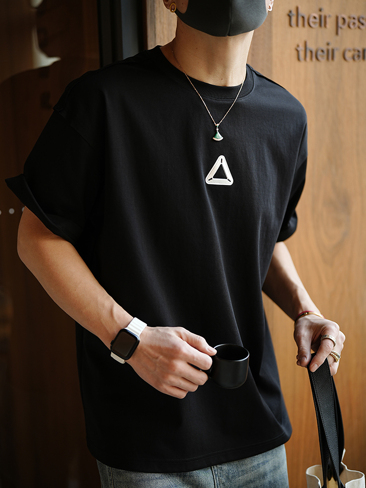 Trendy Basic Loose Short-Sleeve T-Shirt for Men - Versatile Round-Neck Top for Spring - Casual Layered Style Trendy Basic Loose Short-Sleeve T-Shirt for Men - Versatile Round-Neck Top for Spring - Casual Layered Style