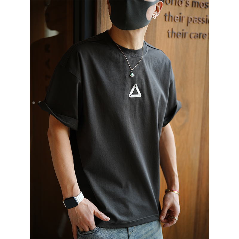 Trendy Basic Loose Short-Sleeve T-Shirt for Men - Versatile Round-Neck Top for Spring - Casual Layered Style Trendy Basic Loose Short-Sleeve T-Shirt for Men - Versatile Round-Neck Top for Spring - Casual Layered Style