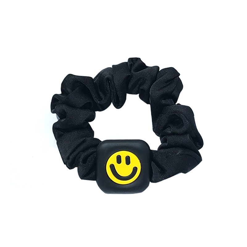 Trendy Black Hair Tie with Smiley Face - Chic French High-End Design Hair Band for Women, Niche Style Accessory Trendy Black Hair Tie with Smiley Face - Chic French High-End Design Hair Band for Women, Niche Style Accessory