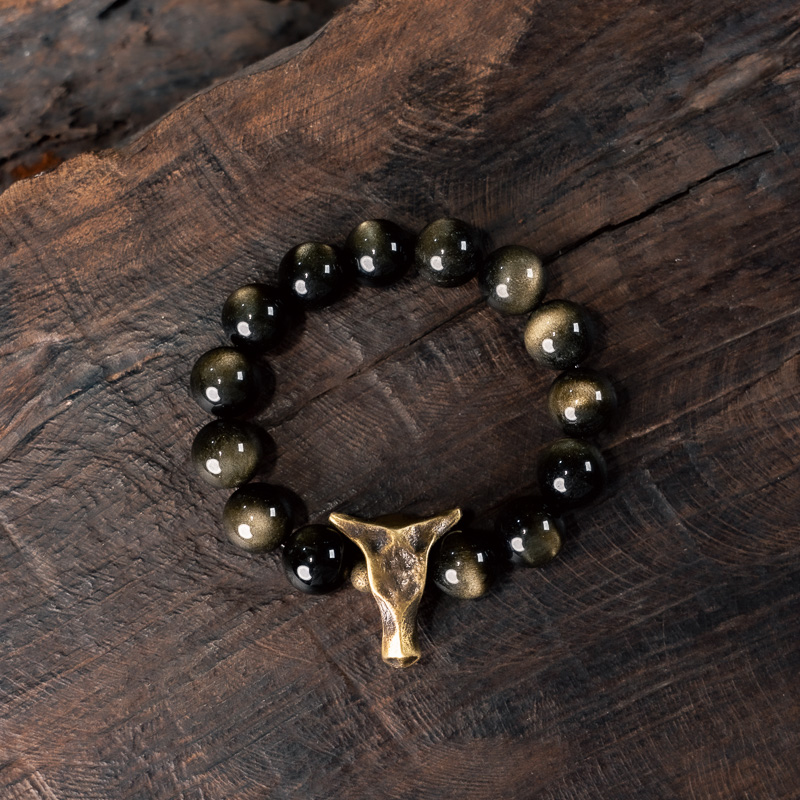 Trendy Cat Eye Obsidian Bracelet for Women and Men - Versatile Retro Niche Wrist Accessory, Perfect for Fashion Enthusiasts