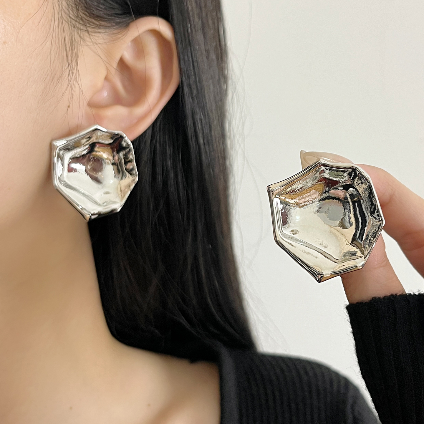 Trendy Geometric Irregular Rose Petal Earrings - Elegant Feminine Ear Studs for 2025 - Unique European & American Style Trendy Geometric Irregular Rose Petal Earrings - Elegant Feminine Ear Studs for 2025 - Unique European & American Style