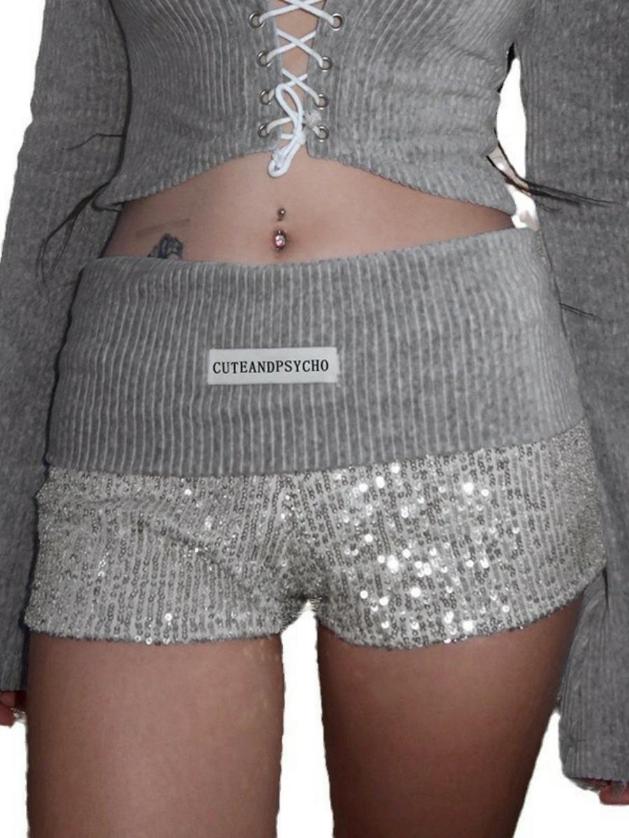 Trendy High-Waisted Spliced Sequined Ultra-Short Shorts for Spring/Summer - Sexy Bodycon Hot Pants for Fashion-Forward Girls Trendy High-Waisted Spliced Sequined Ultra-Short Shorts for Spring/Summer - Sexy Bodycon Hot Pants for Fashion-Forward Girls