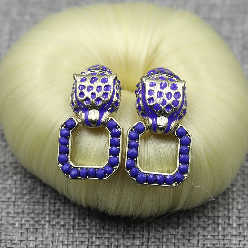 Trendy Japanese and Korean Women's Cute Red Leopard Head Earrings, Diamond-Studded Personality Ear Studs, Creative Korean-Style Accessories Trendy Japanese and Korean Women's Cute Red Leopard Head Earrings, Diamond-Studded Personality Ear Studs, Creative Korean-Style Accessories