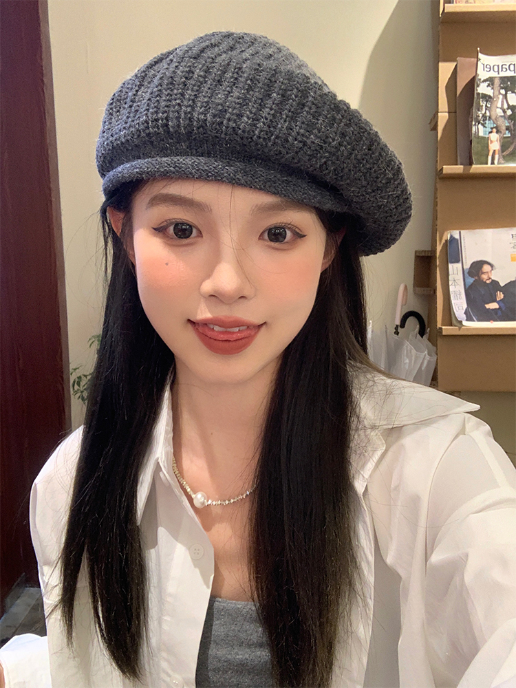 Trendy Korean Style Knitted Beret Hat for Women - Fashionable Versatile Wool Painter's Hat for Autumn and Winter Trendy Korean Style Knitted Beret Hat for Women - Fashionable Versatile Wool Painter's Hat for Autumn and Winter
