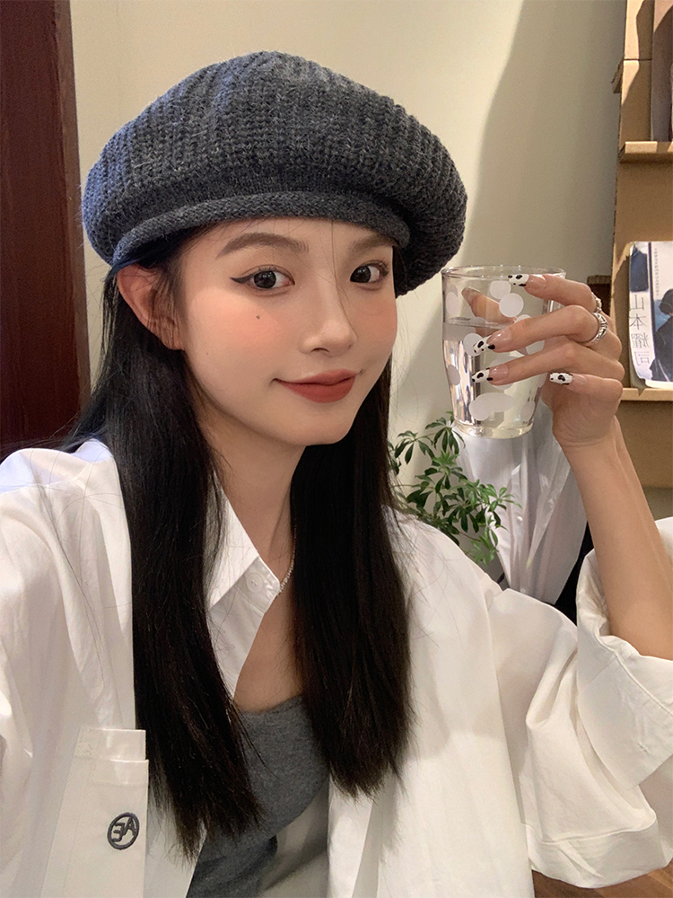 Trendy Korean Style Knitted Beret Hat for Women - Fashionable Versatile Wool Painter's Hat for Autumn and Winter Trendy Korean Style Knitted Beret Hat for Women - Fashionable Versatile Wool Painter's Hat for Autumn and Winter