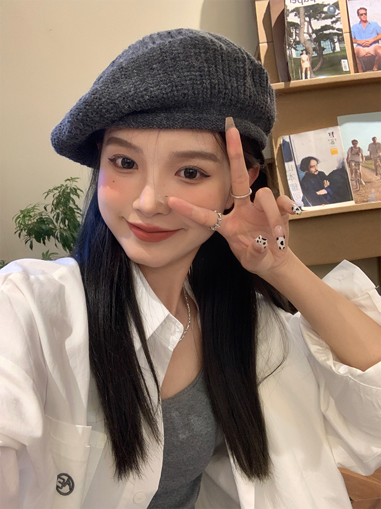 Trendy Korean Style Knitted Beret Hat for Women - Fashionable Versatile Wool Painter's Hat for Autumn and Winter Trendy Korean Style Knitted Beret Hat for Women - Fashionable Versatile Wool Painter's Hat for Autumn and Winter