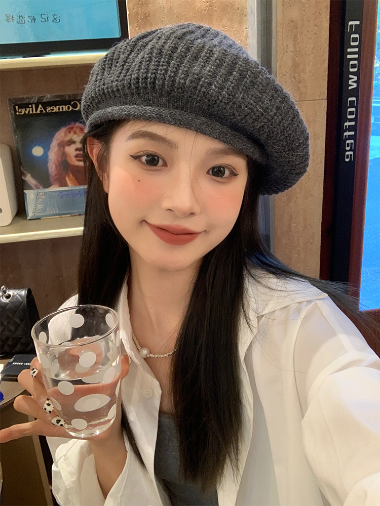 Trendy Korean Style Knitted Beret Hat for Women - Fashionable Versatile Wool Painter's Hat for Autumn and Winter Trendy Korean Style Knitted Beret Hat for Women - Fashionable Versatile Wool Painter's Hat for Autumn and Winter