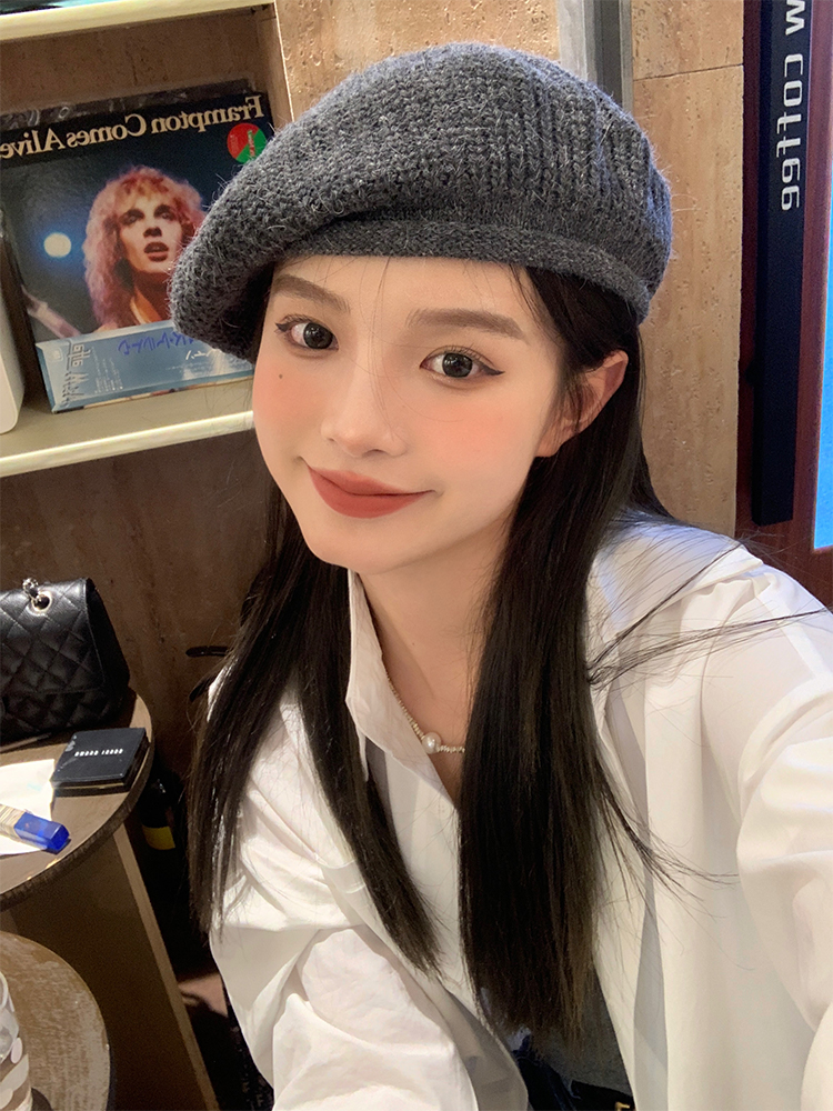 Trendy Korean Style Knitted Beret Hat for Women - Fashionable Versatile Wool Painter's Hat for Autumn and Winter Trendy Korean Style Knitted Beret Hat for Women - Fashionable Versatile Wool Painter's Hat for Autumn and Winter
