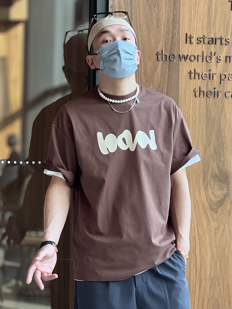 Trendy Loose Short Sleeve T-Shirt for Men - Casual Round Neck Tee with Letter Rubber Print - Versatile 2025 Spring/Summer Style Trendy Loose Short Sleeve T-Shirt for Men - Casual Round Neck Tee with Letter Rubber Print - Versatile 2025 Spring/Summer Style