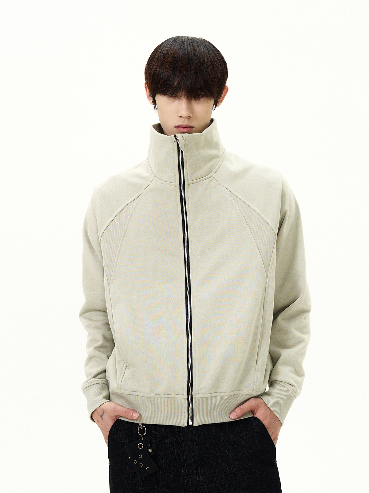 Trendy Oversized Stand Collar Cardigan Sweatshirt - Clean Fit American Street Style Minimalist Jacket Coat