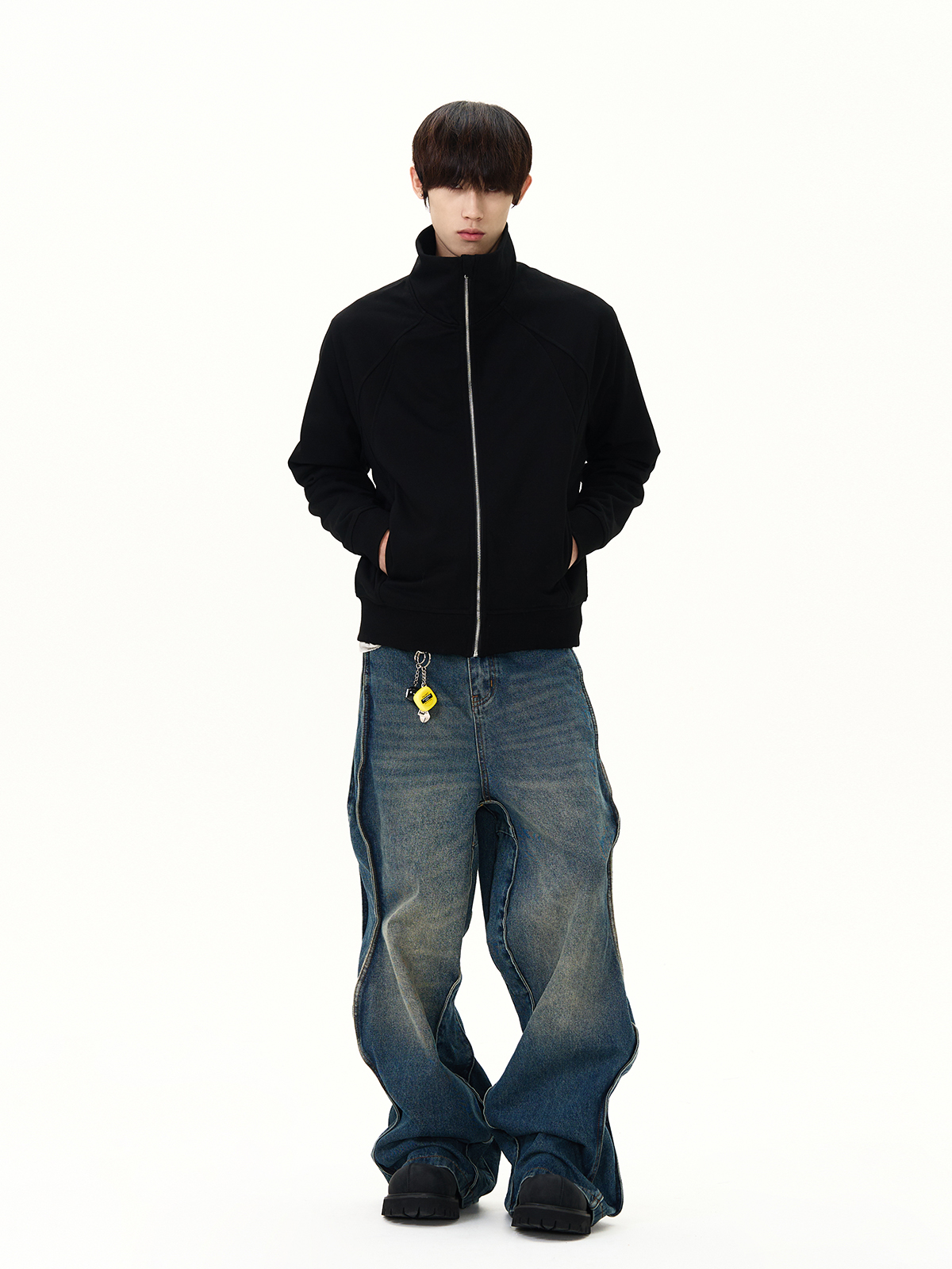 Trendy Oversized Stand Collar Cardigan Sweatshirt - Clean Fit American Street Style Minimalist Jacket Coat Trendy Oversized Stand Collar Cardigan Sweatshirt - Clean Fit American Street Style Minimalist Jacket Coat