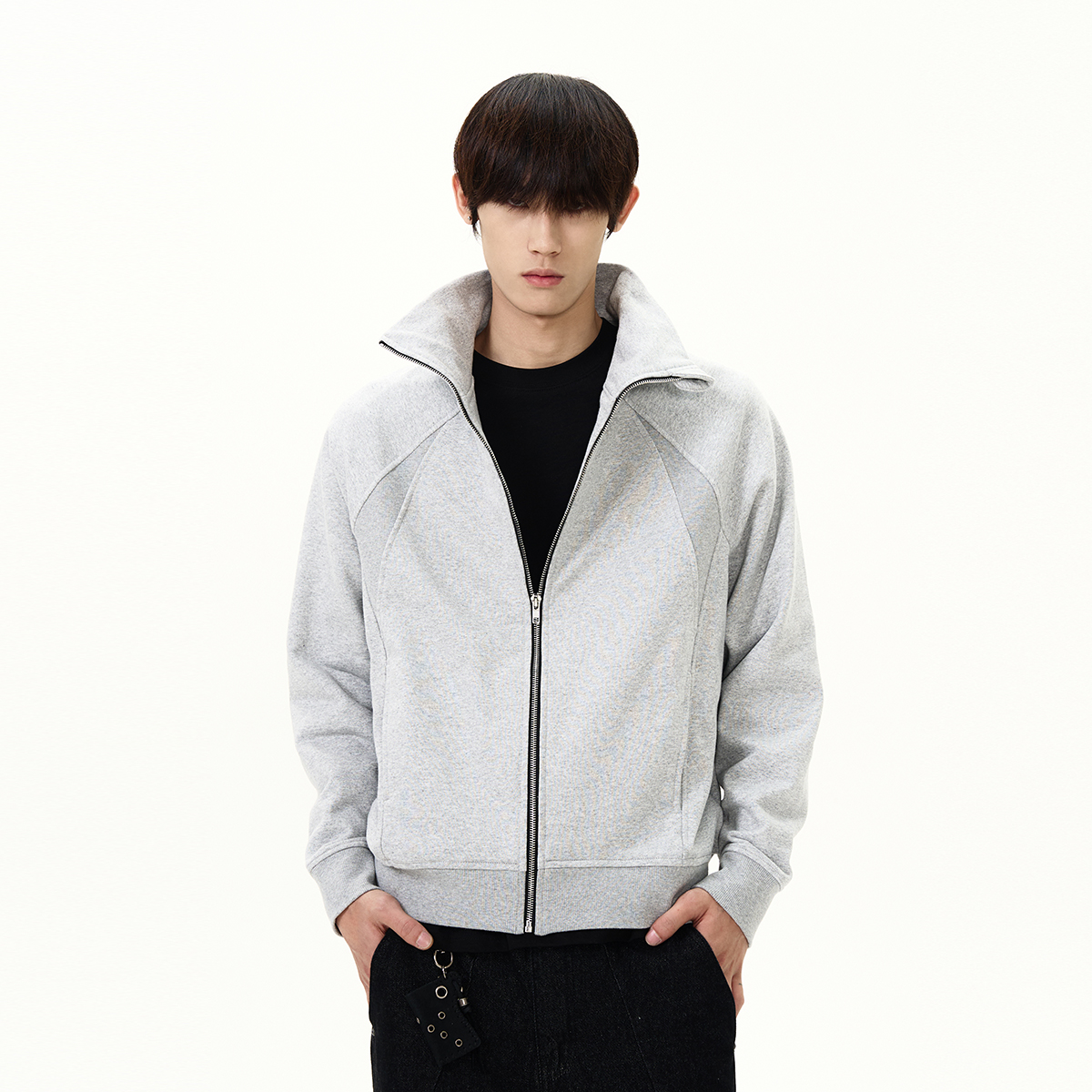Trendy Oversized Stand Collar Cardigan Sweatshirt - Clean Fit American Street Style Minimalist Jacket Coat Trendy Oversized Stand Collar Cardigan Sweatshirt - Clean Fit American Street Style Minimalist Jacket Coat