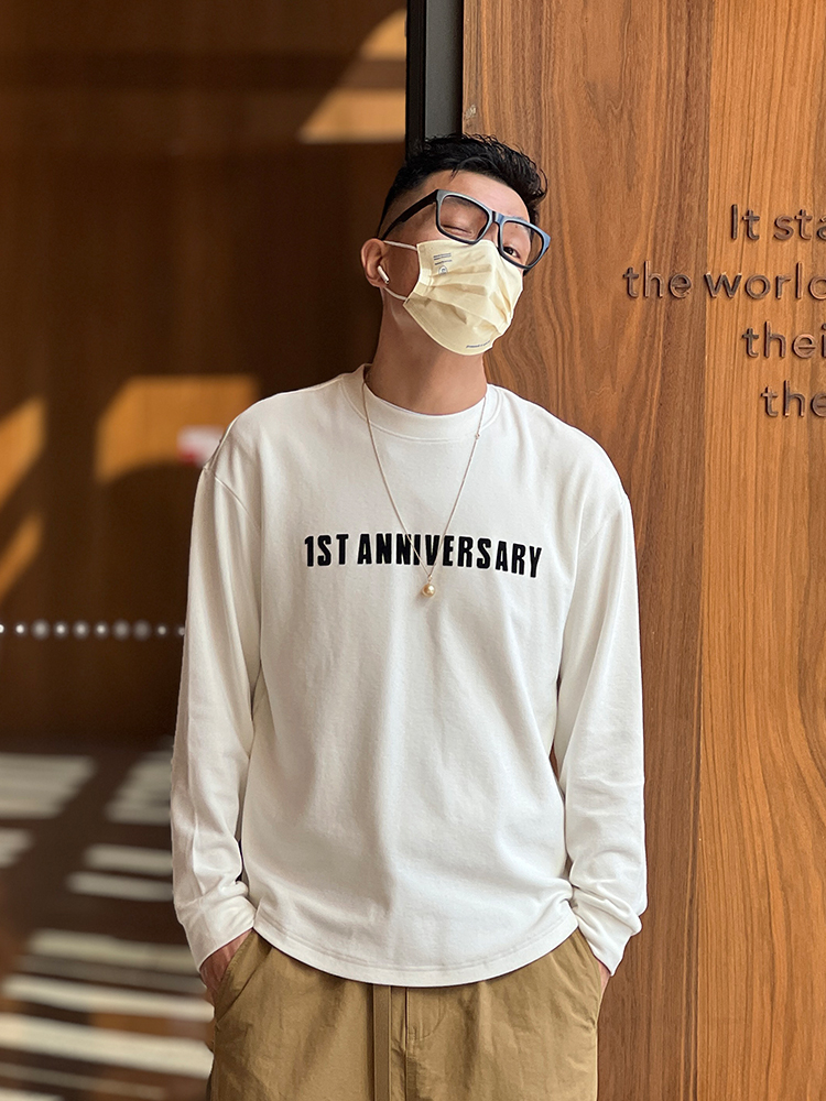 Trendy Plush Long Sleeve T-Shirt for Men - Harbor Style, Arc Bottom Design, Versatile Double-Sided for Autumn Fashion Trendy Plush Long Sleeve T-Shirt for Men - Harbor Style, Arc Bottom Design, Versatile Double-Sided for Autumn Fashion