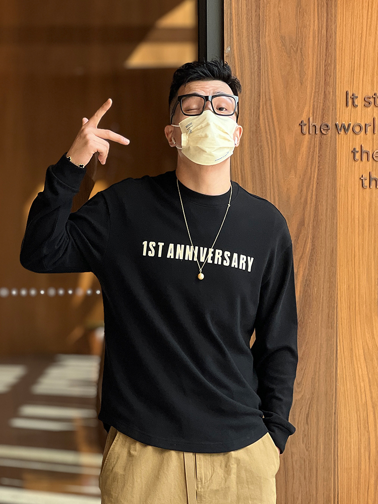 Trendy Plush Long Sleeve T-Shirt for Men - Harbor Style, Arc Bottom Design, Versatile Double-Sided for Autumn Fashion Trendy Plush Long Sleeve T-Shirt for Men - Harbor Style, Arc Bottom Design, Versatile Double-Sided for Autumn Fashion