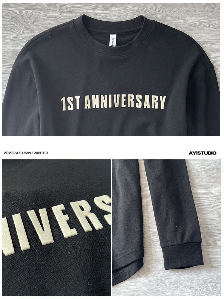 Trendy Plush Long Sleeve T-Shirt for Men - Harbor Style, Arc Bottom Design, Versatile Double-Sided for Autumn Fashion Trendy Plush Long Sleeve T-Shirt for Men - Harbor Style, Arc Bottom Design, Versatile Double-Sided for Autumn Fashion