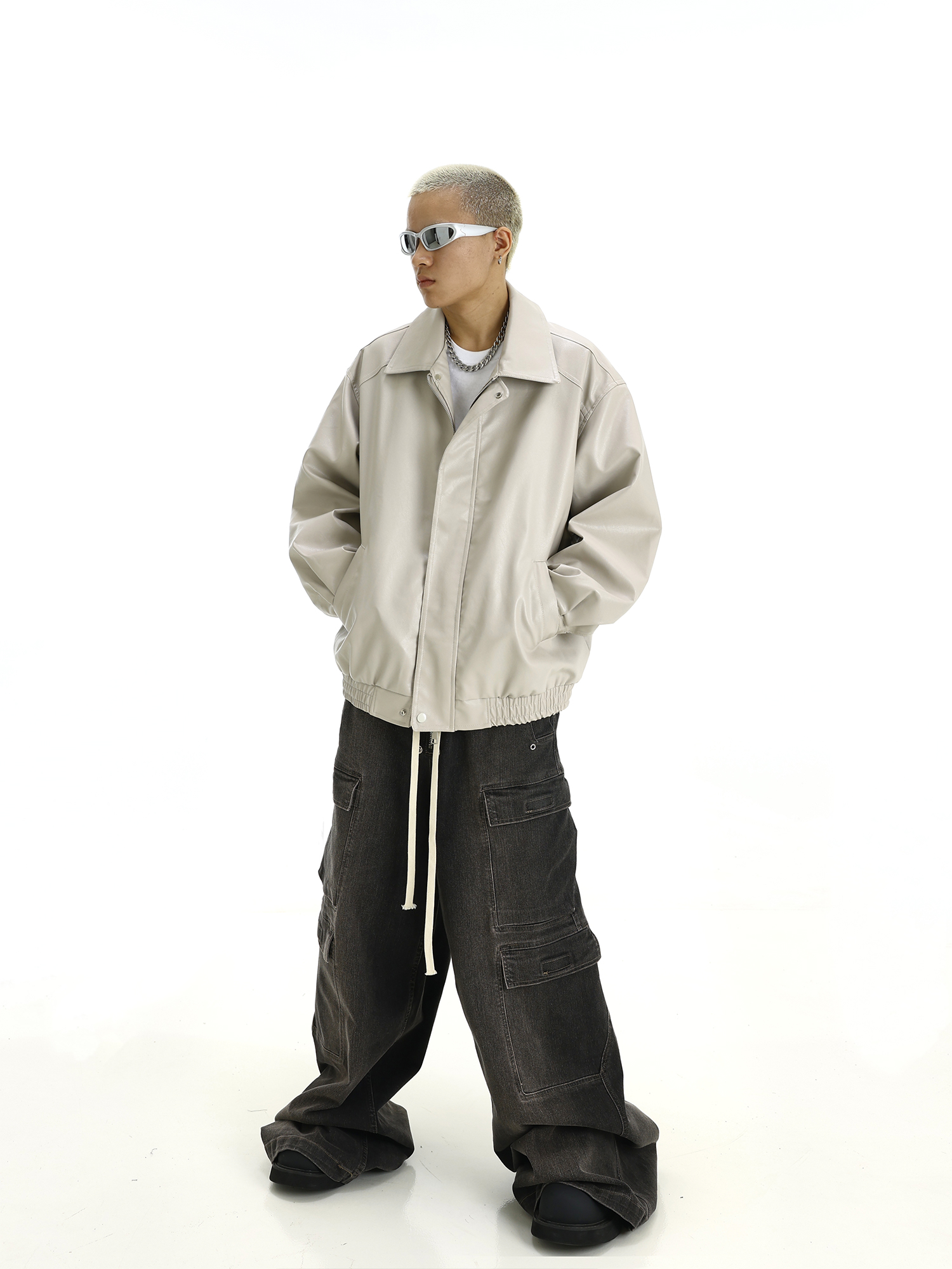 Trendy Solid Color Lapel Motorcycle Jacket for Men and Women - Retro Hip-Hop Outerwear for Autumn Winter Style Trendy Solid Color Lapel Motorcycle Jacket for Men and Women - Retro Hip-Hop Outerwear for Autumn Winter Style