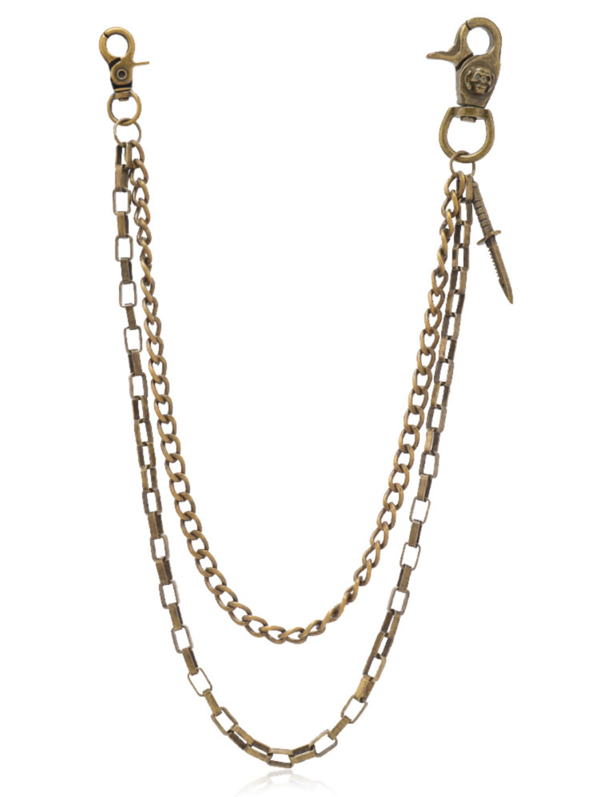 Trendy Unisex Double-Layer Chain Denim Pants - Punk Hip-Hop Style with Personality, 90s Inspired Fashion Statement Trendy Unisex Double-Layer Chain Denim Pants - Punk Hip-Hop Style with Personality, 90s Inspired Fashion Statement