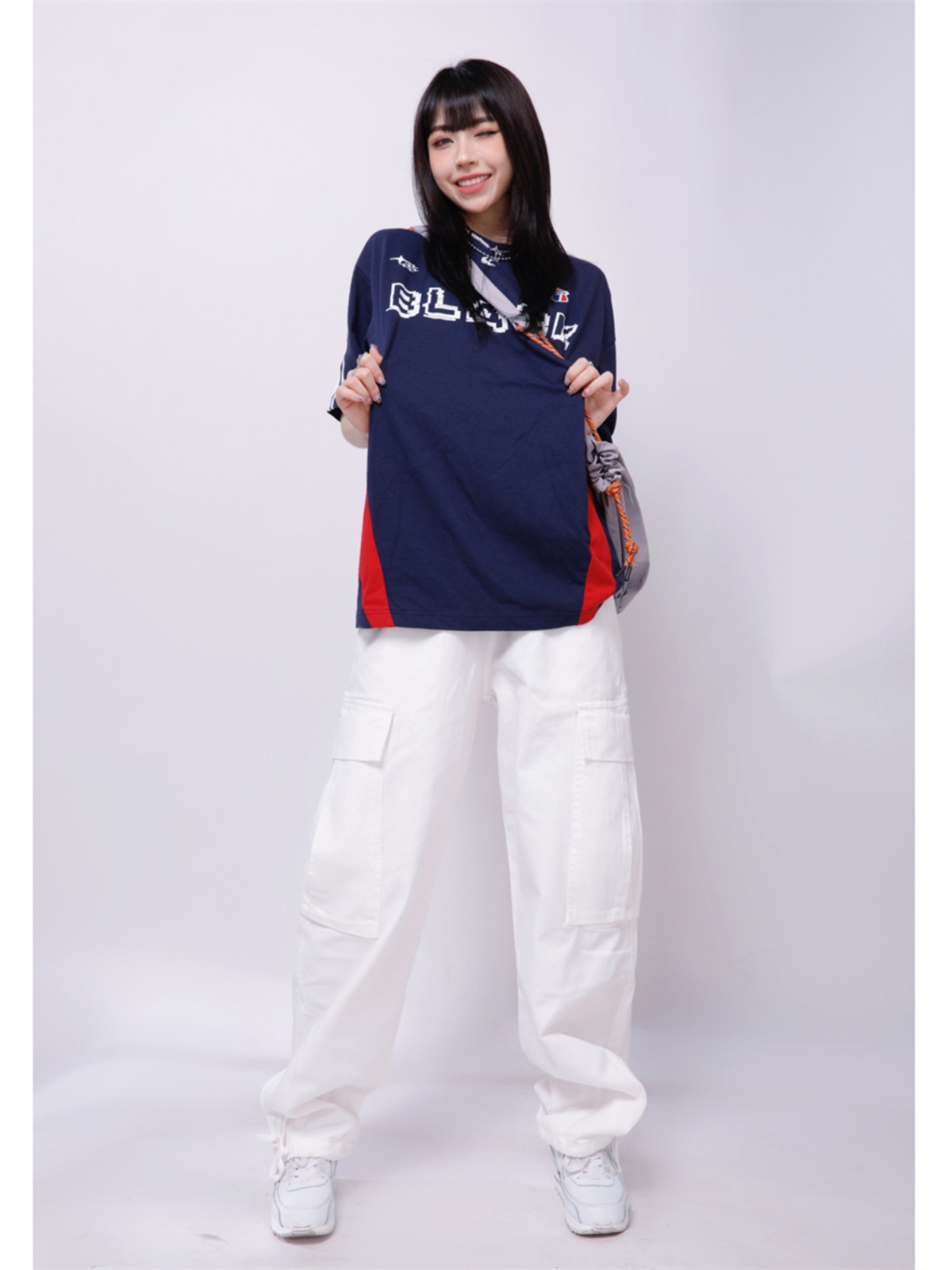 Trendy White Work Pants for Women - Hip-Hop Jazz Dance Long Straight-Leg Joggers, Casual Style, Y2K Fashion Trendy White Work Pants for Women - Hip-Hop Jazz Dance Long Straight-Leg Joggers, Casual Style, Y2K Fashion