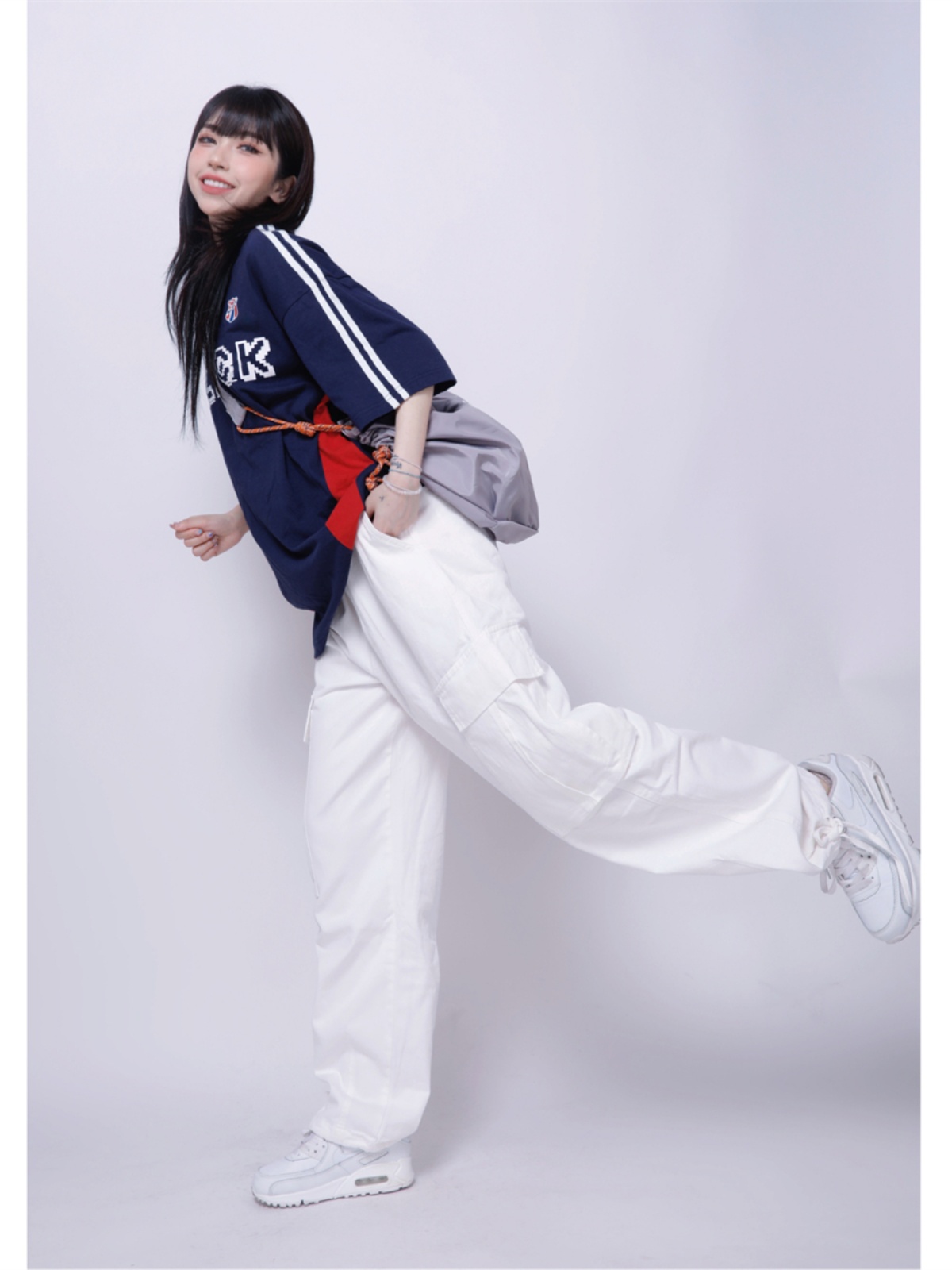 Trendy White Work Pants for Women - Hip-Hop Jazz Dance Long Straight-Leg Joggers, Casual Style, Y2K Fashion Trendy White Work Pants for Women - Hip-Hop Jazz Dance Long Straight-Leg Joggers, Casual Style, Y2K Fashion