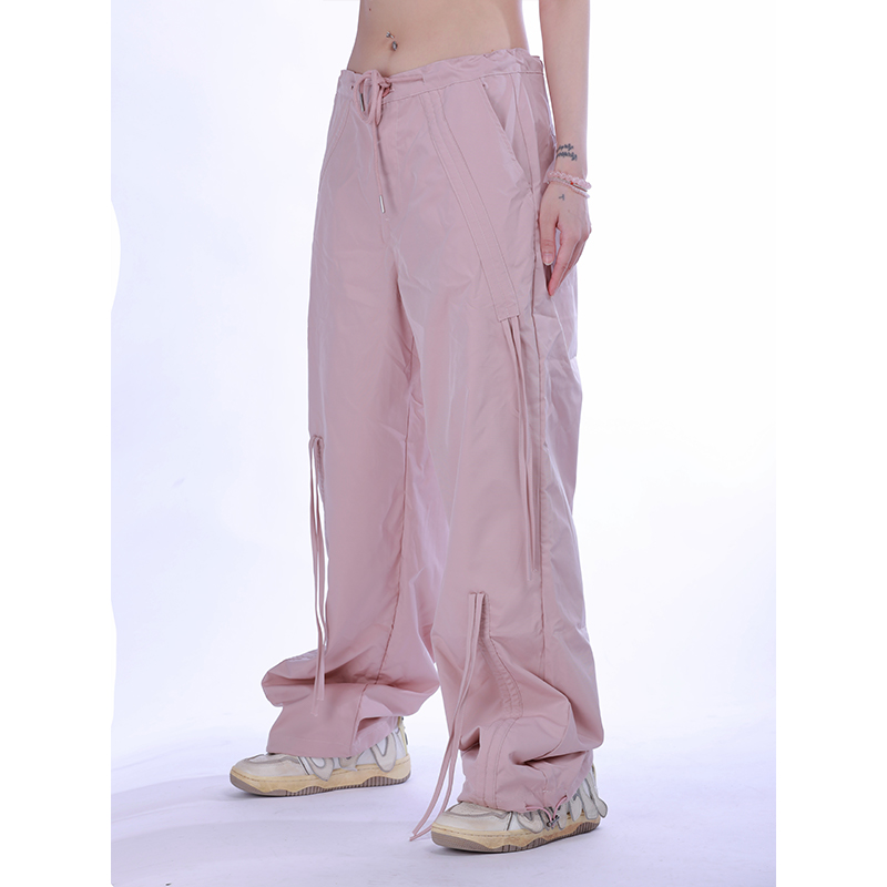 Trendy Wide-Leg Sports Pants for Women with Butterfly Knot Detail – Versatile Straight Leg American Design Trendy Wide-Leg Sports Pants for Women with Butterfly Knot Detail – Versatile Straight Leg American Design